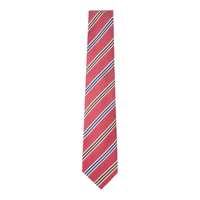 Hackett London Coral Regular Stripe Silk Tie