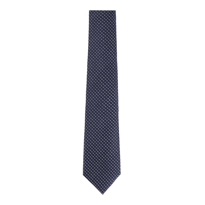 Hackett London Grey Mini Check Silk Tie