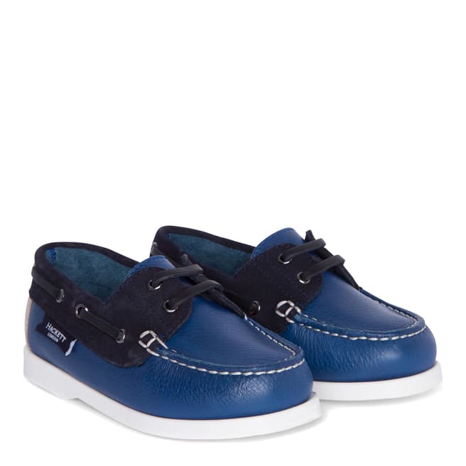 Hackett London Blue/Multi Leather Docksider Shoes