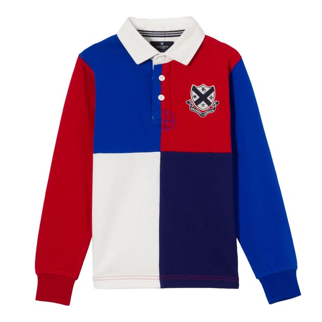 Hackett London Boy's Red/Blue Block Cotton Rugby Shirt