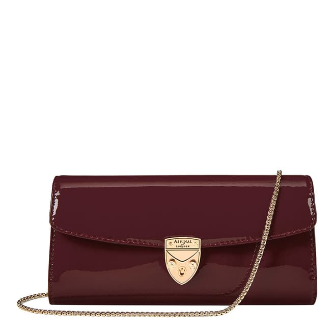 Aspinal of London Cherry Patent Leather Mini Eaton Clutch Bag