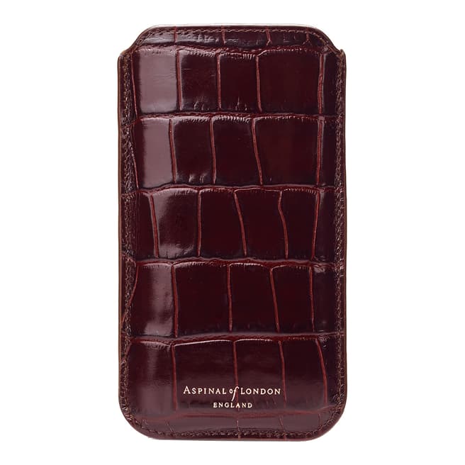 Aspinal of London Amazon Brown Croc Leather Print iPhone 6 plus Sleeve 
