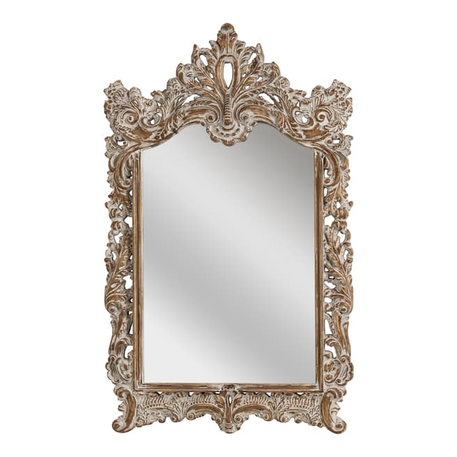 Fifty Five South Dusty White Finish Baroque Style Wall Mirror 86x144cm