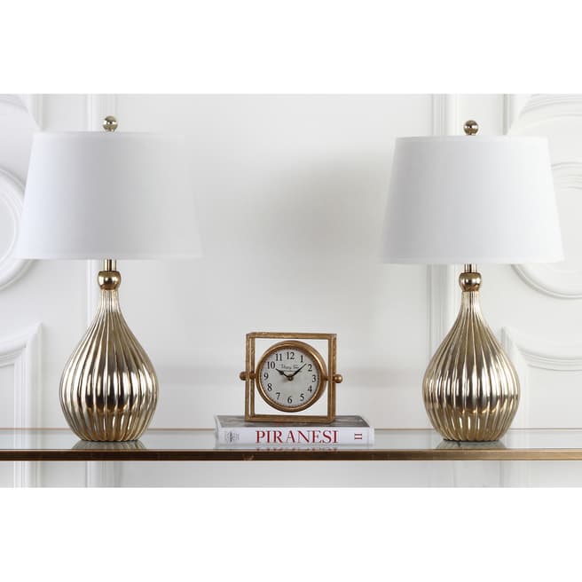 Safavieh Set of 2 Silver Camilla Gourd Table Lamps