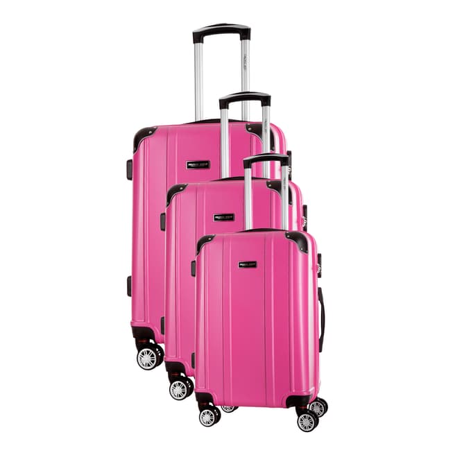 Travel One Fuchsia Bazzano Set Of Three 8 Wheeled Suitcases 46/56/66cm