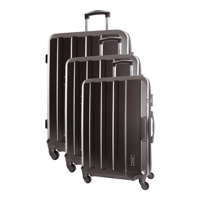 Travel One Charcoal Vilarosa Set Of Three 4 Wheeled Suitcases 46/56/66cm