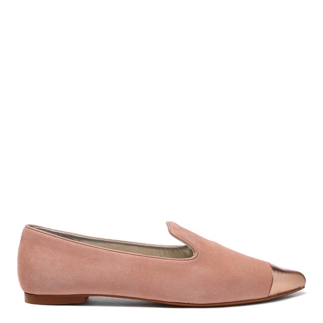 French Sole Pink Suede Metallic Toe Cap Penelope Loafers