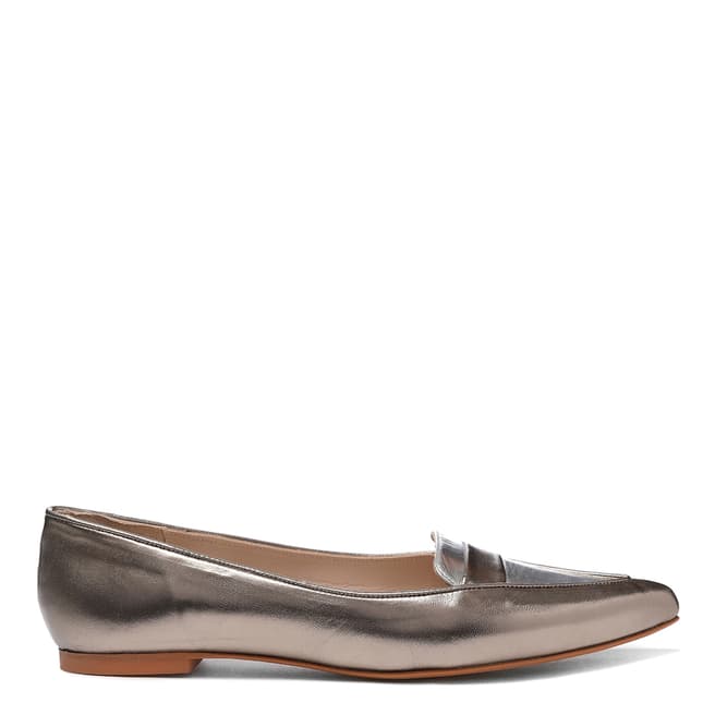 French Sole Pewter Leather Metallic Penelope Loafers