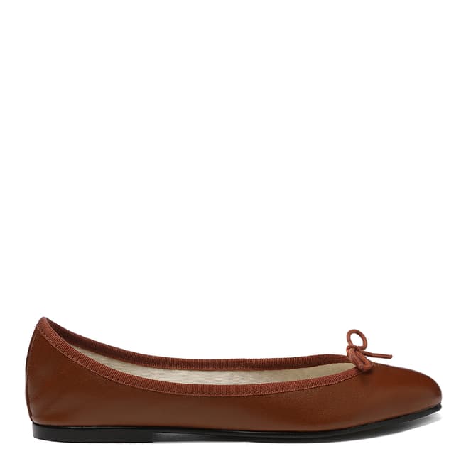French Sole Dark Tan Leather India Flats