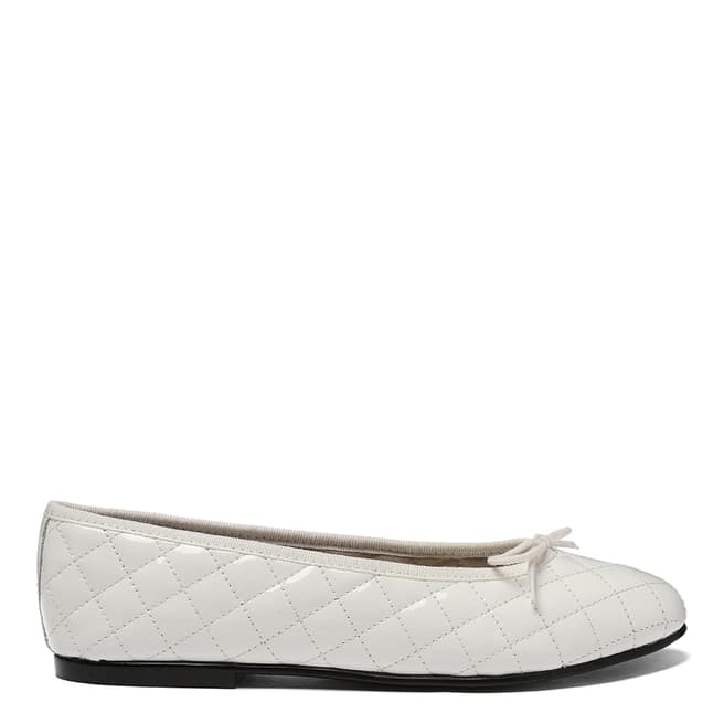 French Sole White Patent Quilted Simple Flats