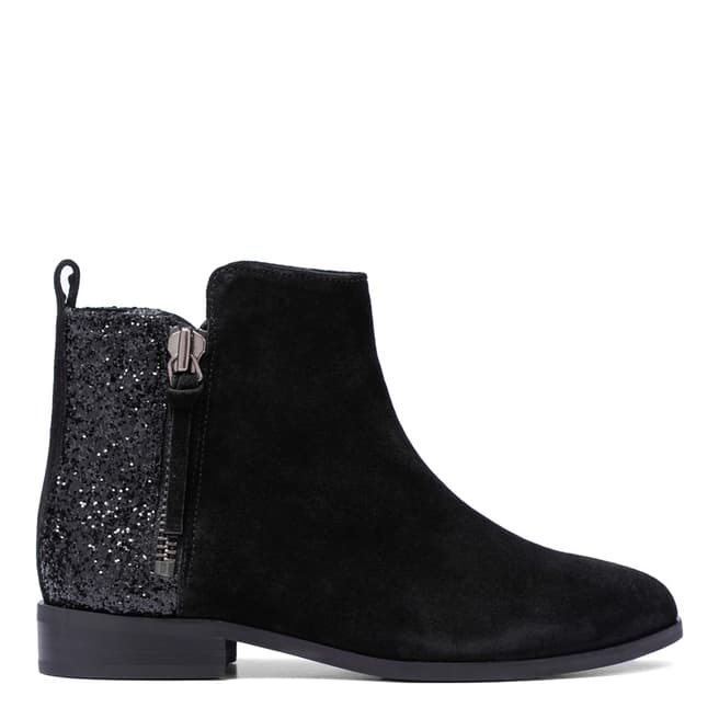 French Sole Black Glitter Suede Charlotte Ankle Boots