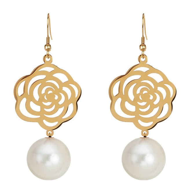 White label by Liv Oliver Gold Plated White Flower Earrings
