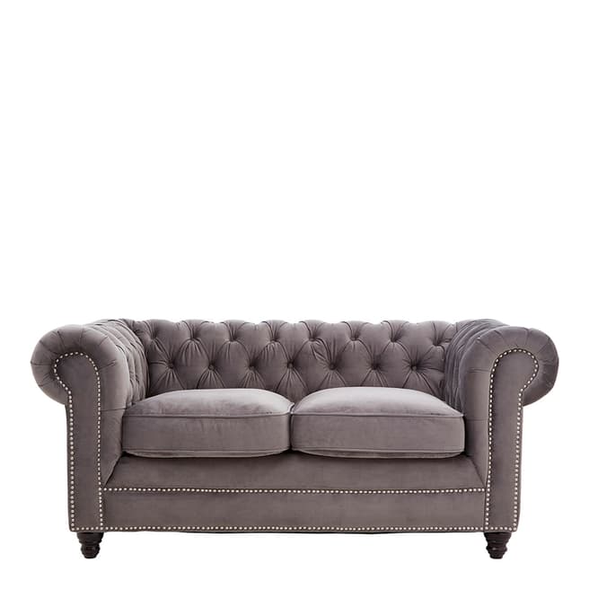 Premier Housewares Stella 2 Seater Grey Velvet Sofa