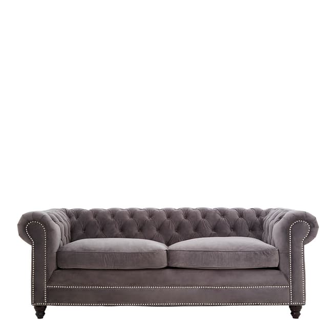 Premier Housewares Stella 3 Seater Grey Velvet Sofa