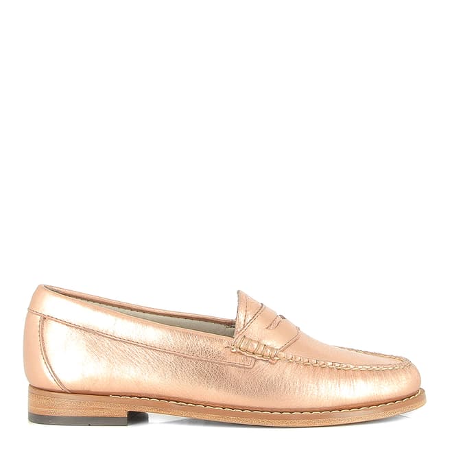 GH Bass Women's Rose Gold Textured Leather Penny Weejun Loafer