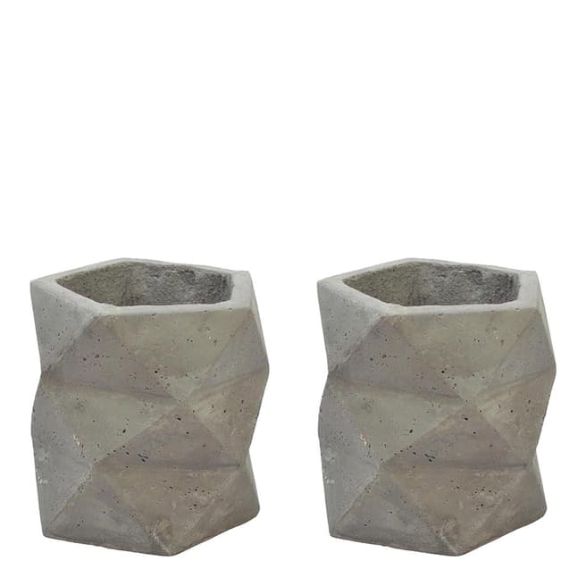 Rustic Garden Grey Wentworth Set Of Two Large Triangular Planters