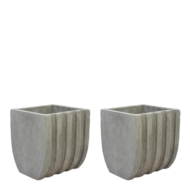 Rustic Garden Grey Set Of Two Wentworth Curved Planters