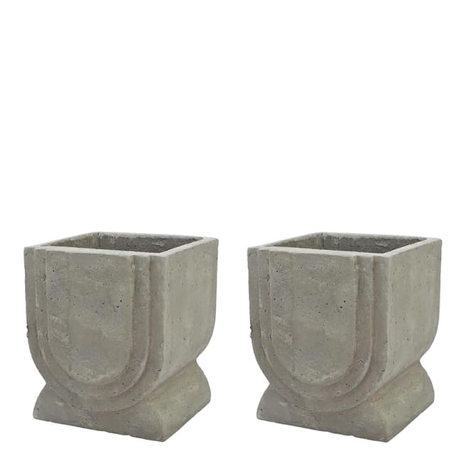Rustic Garden Grey Set Of Two Wentworth Curved Planters With Stand