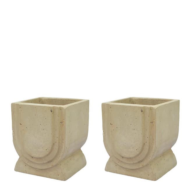 Rustic Garden Sand Set Of Two Wentworth Curved Planters With Stand