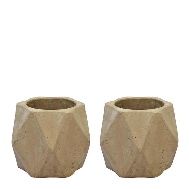 Rustic Garden Set of 2 Wentworth Tall Hexagonal Planters in Sand