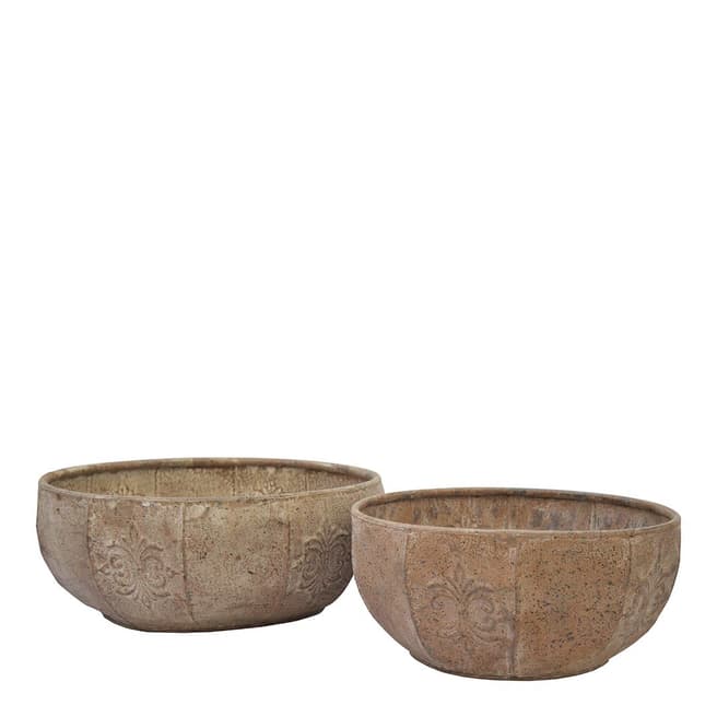 Rustic Garden Set Of Two Darcy Bowl Planters