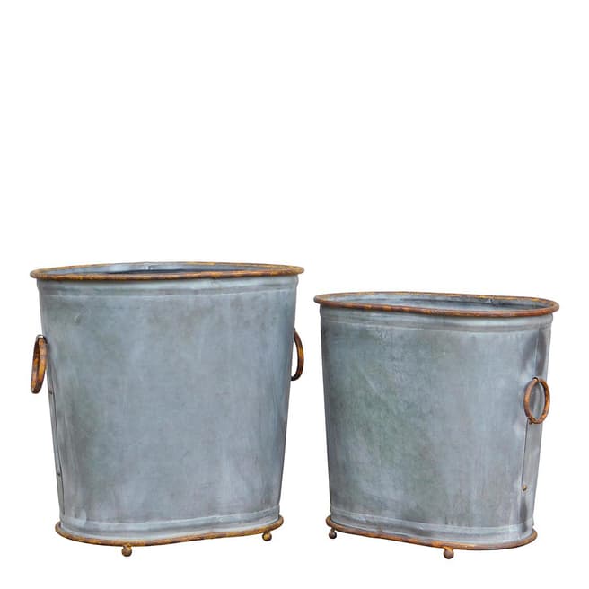 Rustic Garden Dashwood Set Of Two Oval Planters