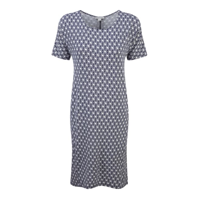 Pure Collection Navy Tile Print Jersey Dress