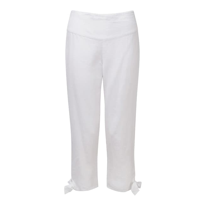 Pure Collection White Tie Hem Linen Trousers