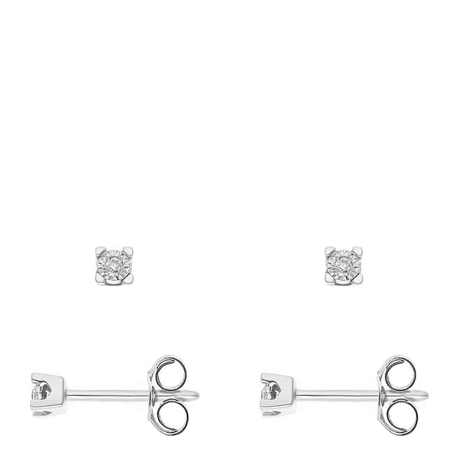 Only You Silver Diamond Stud Earrings 0.02 Cts