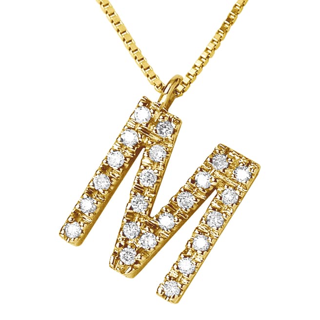 Pretty Solos Gold/Diamond 'M' Letter Necklace