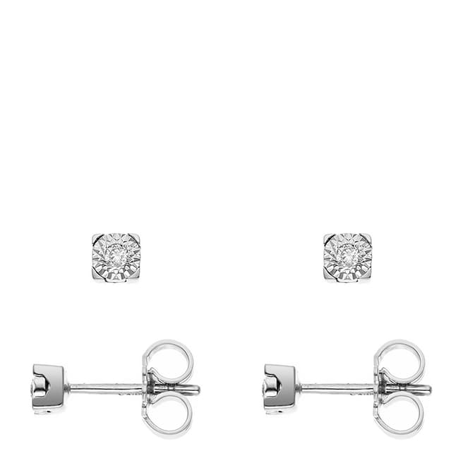 Pretty Solos Silver/Diamond Stud Earrings