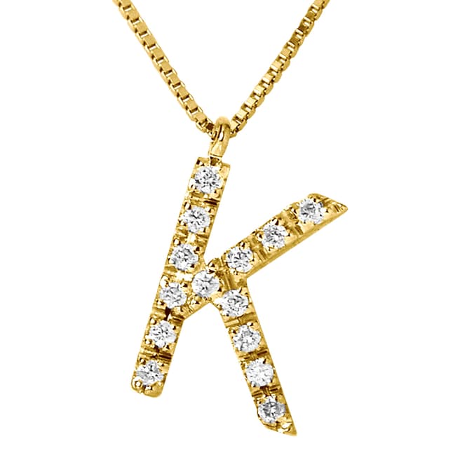 Pretty Solos Gold/Diamond 'K' Letter Necklace