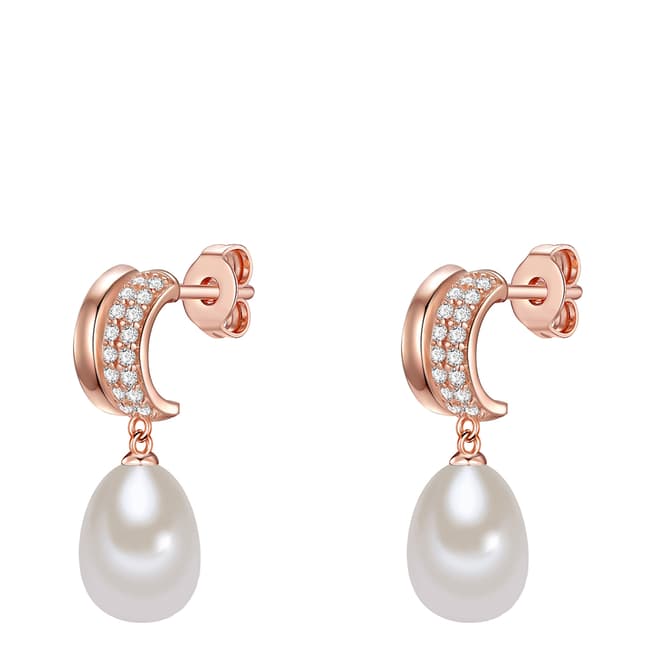 The Pacific Pearl Company Rose Gold/White Pearl Earrings