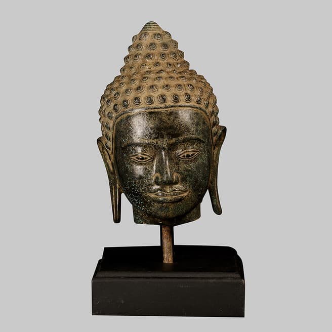 Eastern Treasures Antique Thai Style Bronze Buddha Head