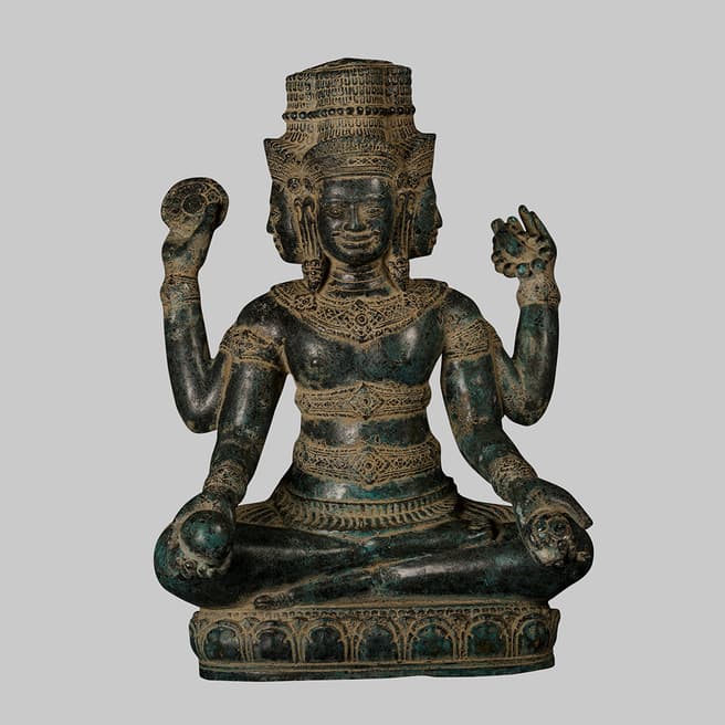 Eastern Treasures 19th Century Antique Bronze Brahma Hindu God Creation