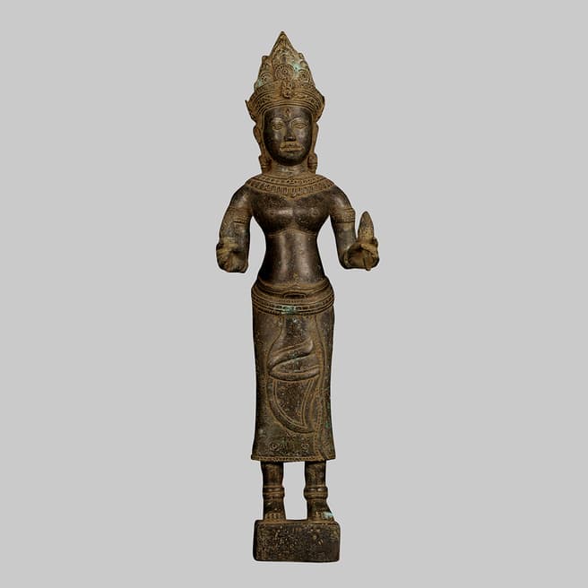 Eastern Treasures Antique Khmer style Bronze Apsara or Heavenly Angel Sculpture