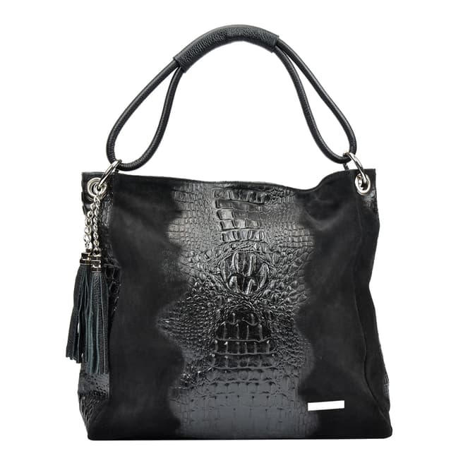 Giorgio Costa Black Luisa Vannini Textured  Leather Tote Bag