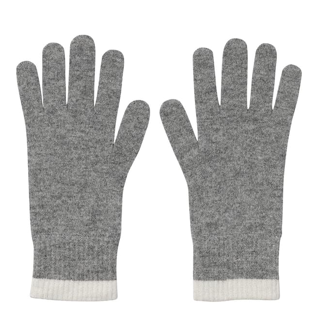 Laycuna London Grey/White Ribbed Short Cashmere Gloves