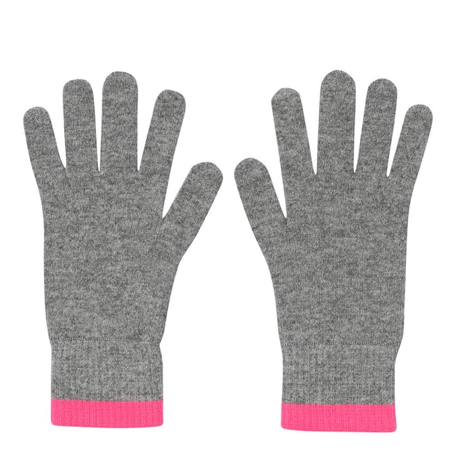 Laycuna London Grey/Pink Ribbed Cashmere Gloves