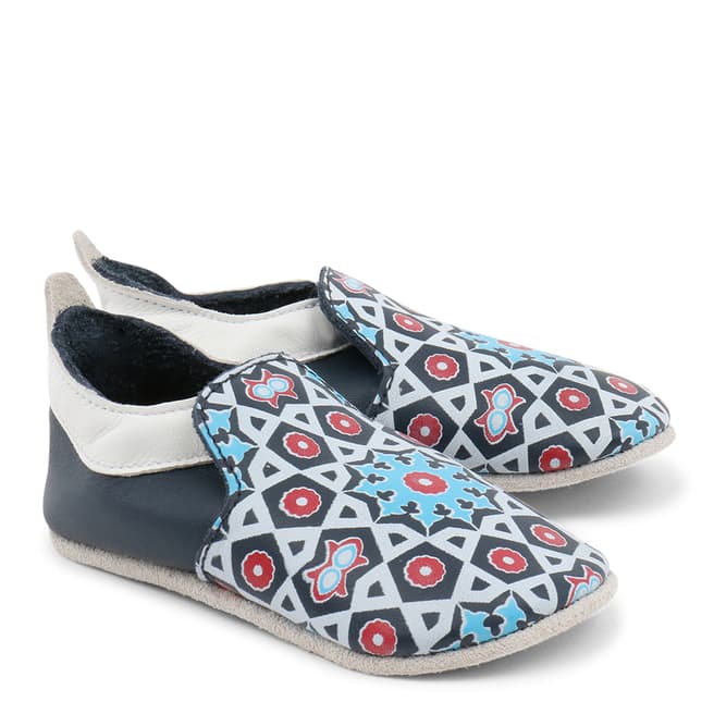 Bobux Baby Navy Moroccan Print Trims Loafer