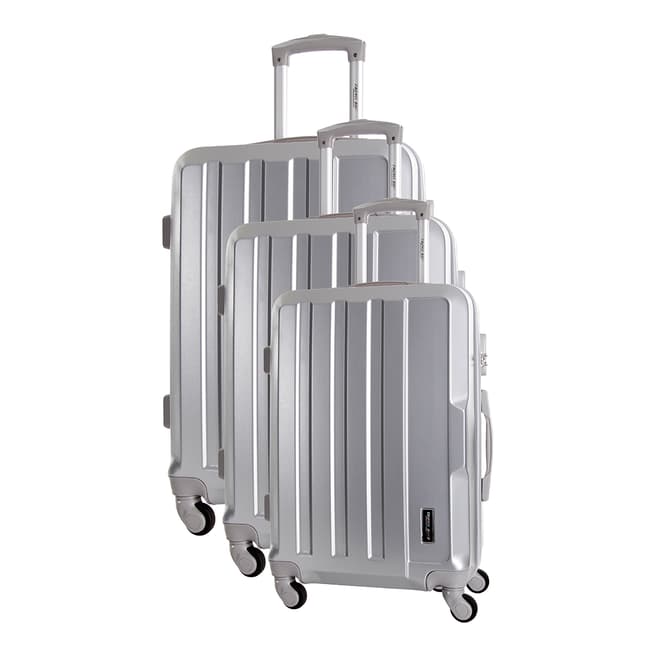 Travel One Silver Vilarosa Set Of Three 4 Wheeled Suitcases 46/56/66cm