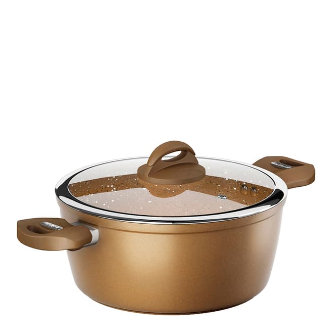 Tower Granite Gold Forged Casserole With Lid, 24cm