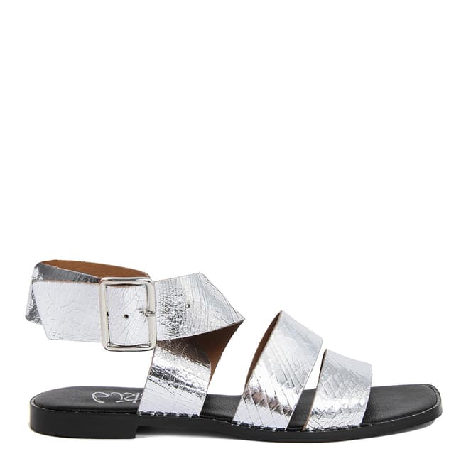 Gusto Silver Leather Chunky Strap Sandal
