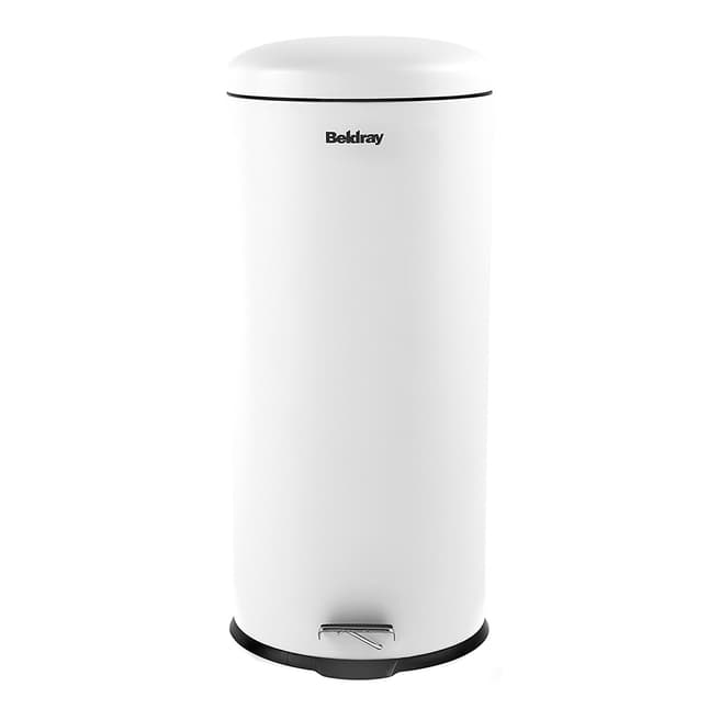 Beldray 30L Round Kitchen Pedal Bin with Soft Closing Lid, White