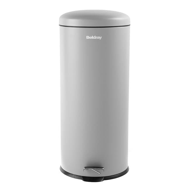 Beldray Round Kitchen Pedal Bin with Soft Closing Lid, 30 Litre, Grey