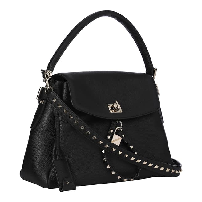 Valentino Black Top Handle Leather Bag
