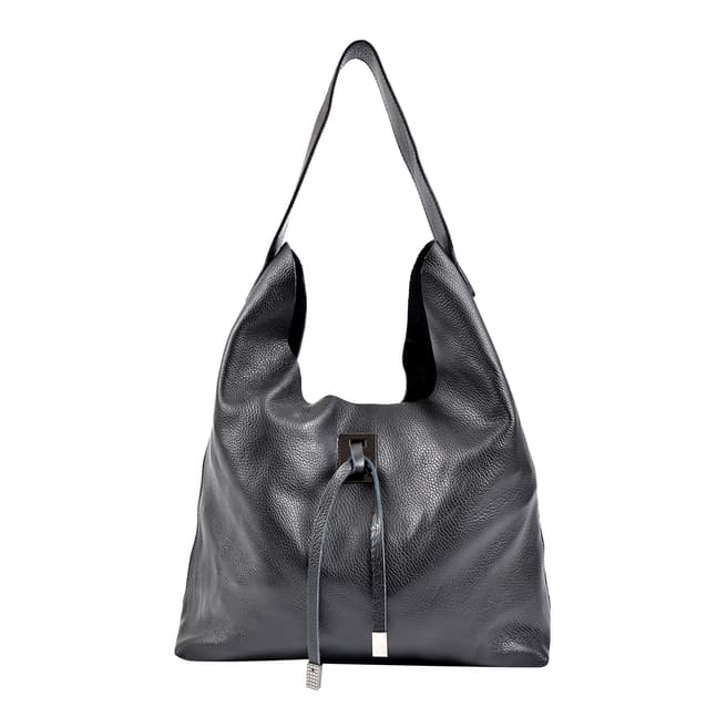 Roberta M Black Leather Hobo Bag 