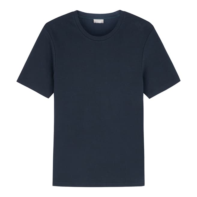 Jaeger Navy Fabric Block Cotton T-shirt