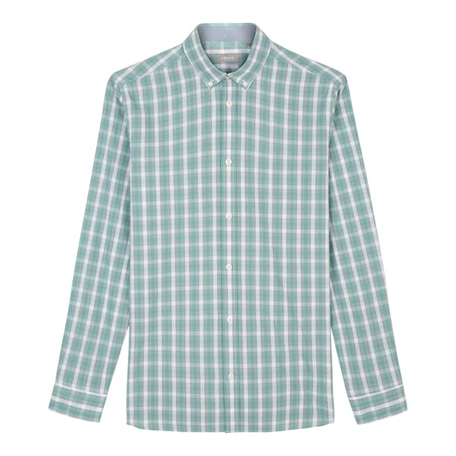 Jaeger Green/White Checked Cotton Shirt