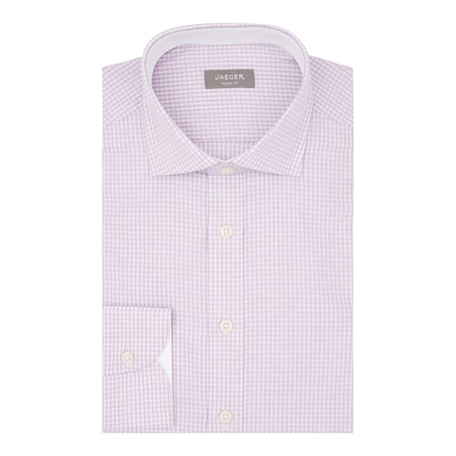 Jaeger White/Pink Regular Two Tone Mini Grid Cotton Shirt